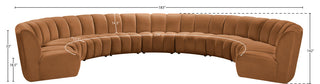 Infinity Channel Tufted Velvet Modular Chair, Saddle, 9 Piece