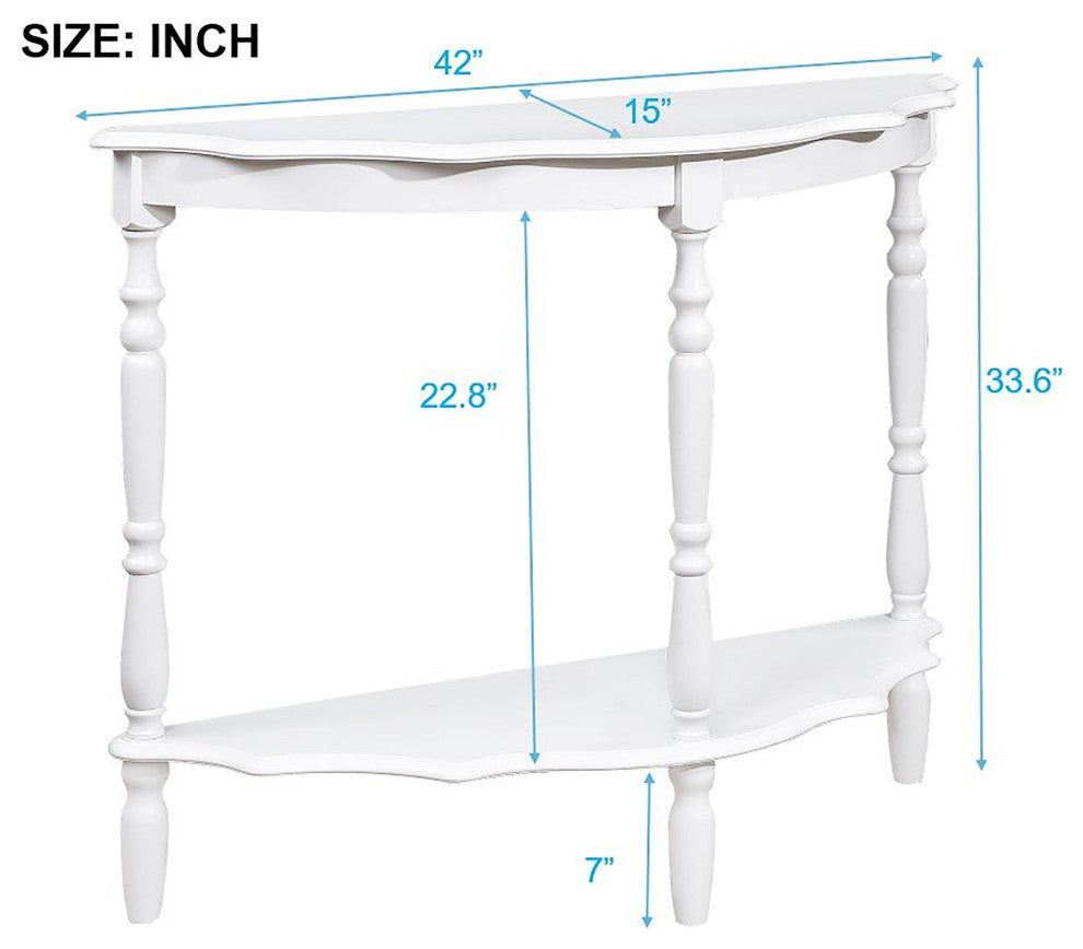 Gewnee 42'' Retro Circular Curved Half-Moon Console Table