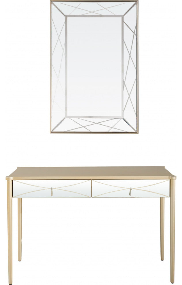 Champagne Finish Mirror and Console Table