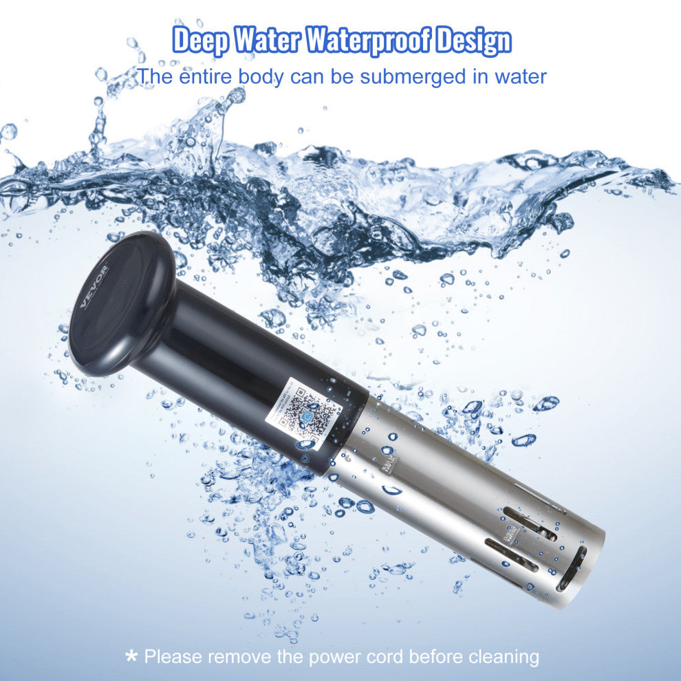 VEVOR Sous Vide Machine Cooker 1200W Timer Bluetooth Wi-Fi App Touch Control