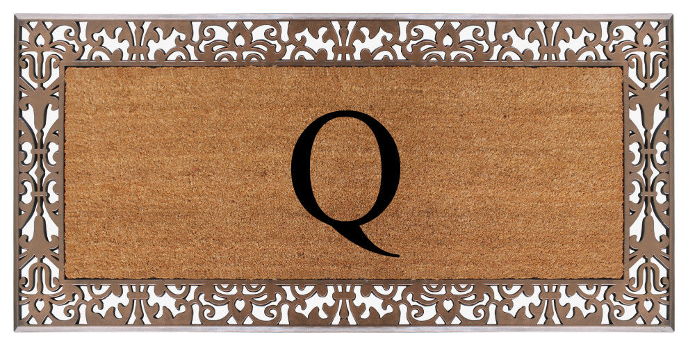 A1HC Rubber & Coir Paisley Large Outdoor Durable Monogrammed Doormat, 30" X 60",