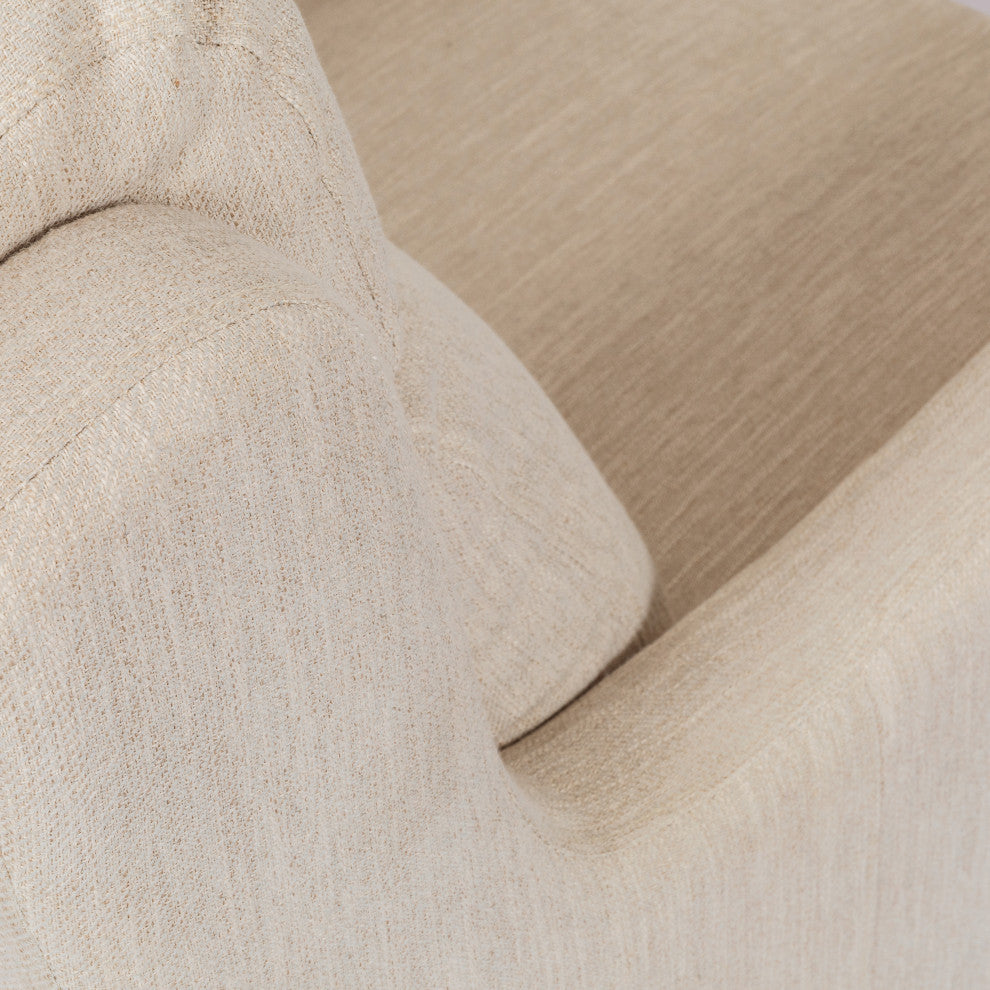 Anson Pillow Tufted Club Chair, Beige/Dark Brown, Fabric