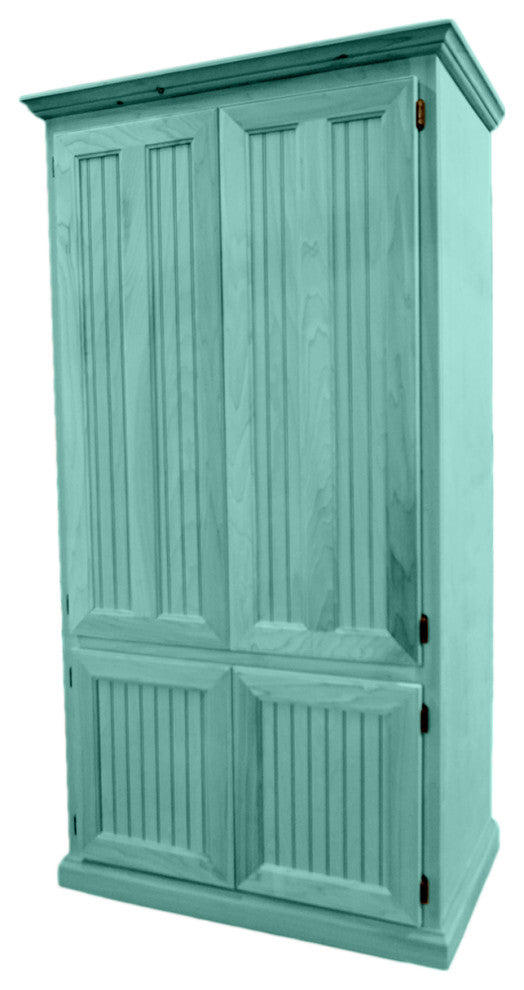Double Wide Coastal Kitchen Pantry Cabinet, Aqua Fiesta