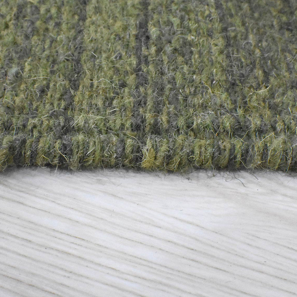 Hand Woven Flat Weave Kilim Wool Runner Area Rug Solid Olive D00111, Olive, [Rectangle] 8'x10'
