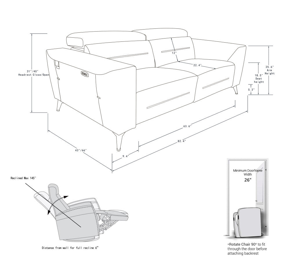 Arezzo Genuine Italian Leather Modern Sofa, Beige