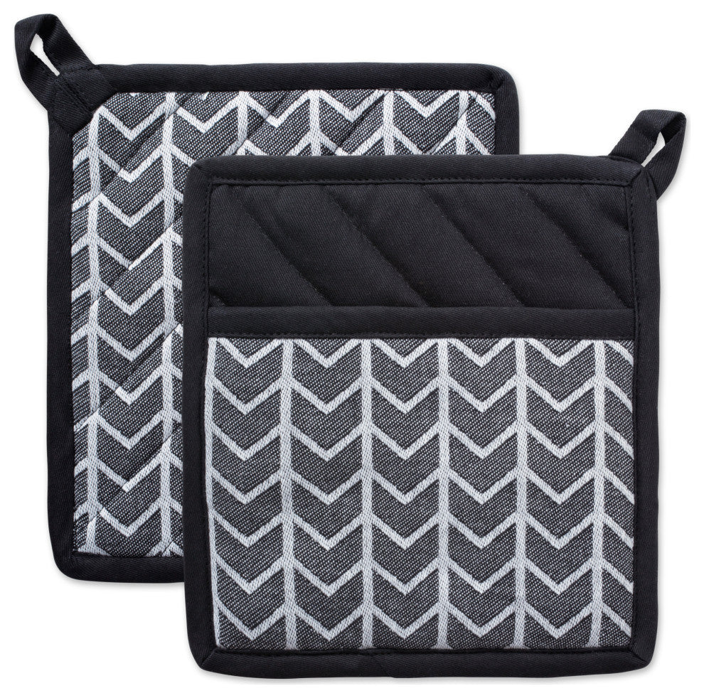DII Black & White Herringbone Potholder (Set of 2)