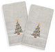 Christmas Tree, Embroidered Luxury Denzi Hand Towels, Set of 2, Gray