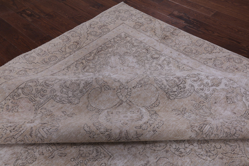 9' 1" X 11' 8" Handmade Persian Vintage White Wash Rug Q4633