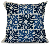 Blue Tiki Square, Geometric Print Pillow, 20"x20"