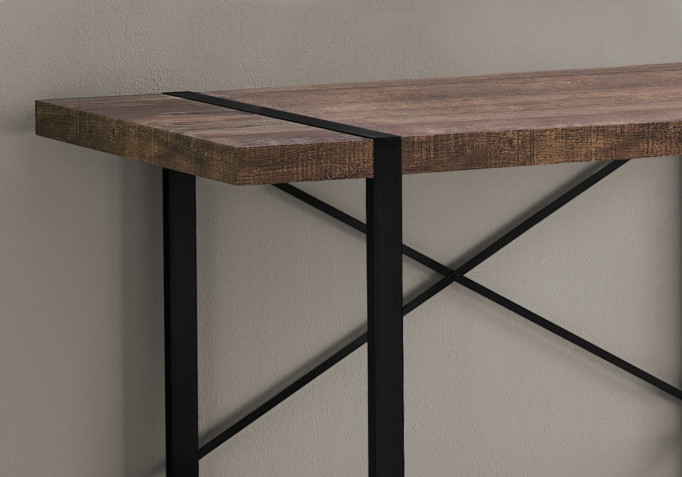 Computer Desk 48"L, Brown Reclaimed Wood, Black Metal