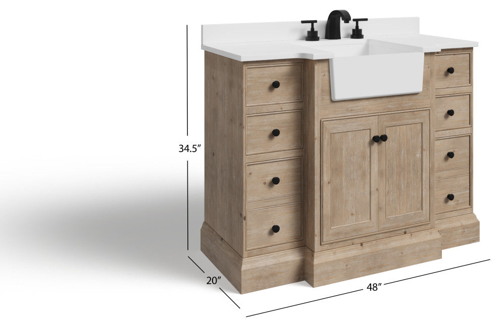 Fermo Bath Vanity, Weathered Fir, 48", Single Sink, Freestanding