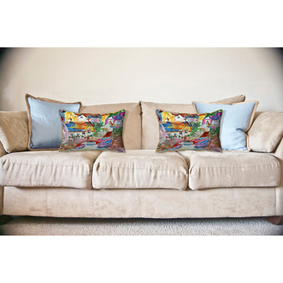 Boats At Steps Large Indoor/Outdoor Pillow 16x20