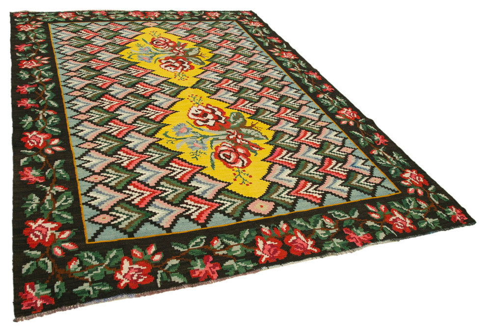 Rug N Carpet - Handmade Moldovian 6' 10'' x 9' 3'' Unique Flatweave Kilim Rug