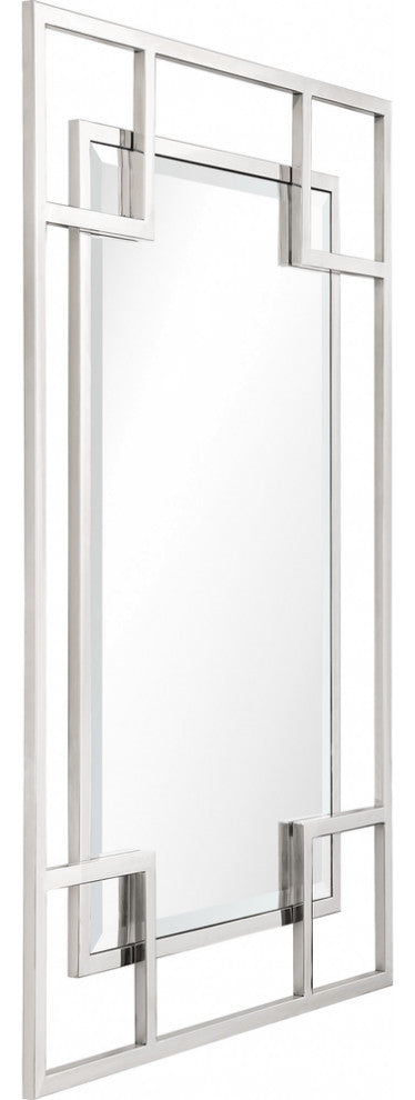 Silver Rectangle Accent Metal Mirror