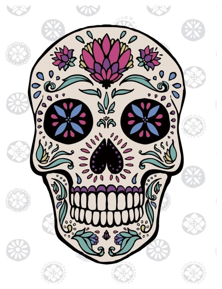 "Sugar Skull II on Gray" Digital Paper Print by Janelle Penner, 24"x30"