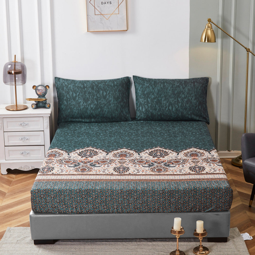 Tache Paisley Damask Lattice Floral Fitted Sheet, Cal King