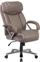 Heavy Duty Taupe Leather Executive Swivel Chair With Extra Wide Seat