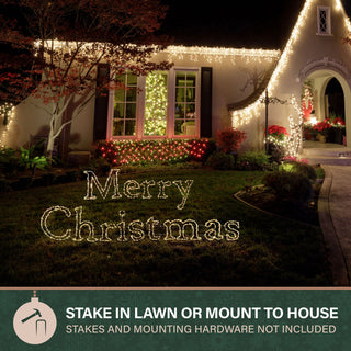 Christmas Giant Outdoor LED Lights, 2-Piece Merry Christmas Sign, Warm White