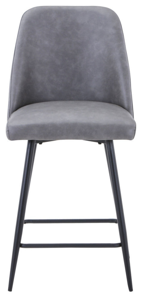 Maddox Faux Leather Upholstered Counter Height Barstool (Set of 2) - Grey