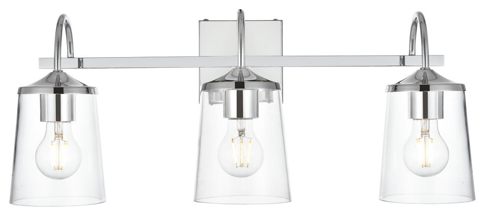 3 Light Chrome And Clear Bath Sconce