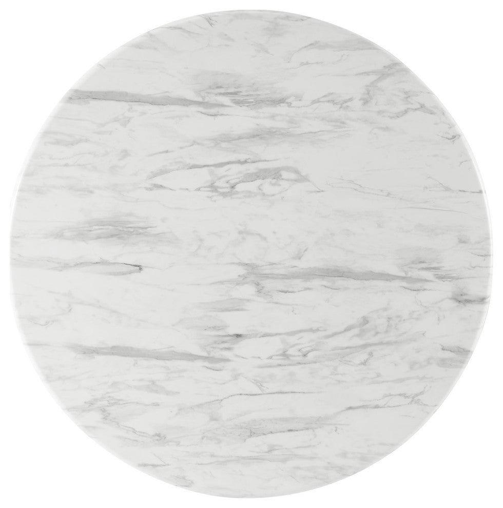 Traverse 50" Round Performance Artificial Marble Dining Table Black White -5508