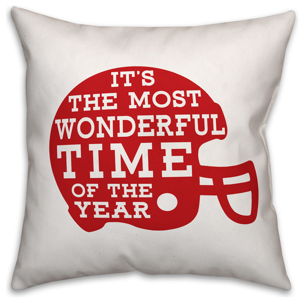 The Most Wonderful Time of The Year, Football Outdoor Throw Pillow, Red