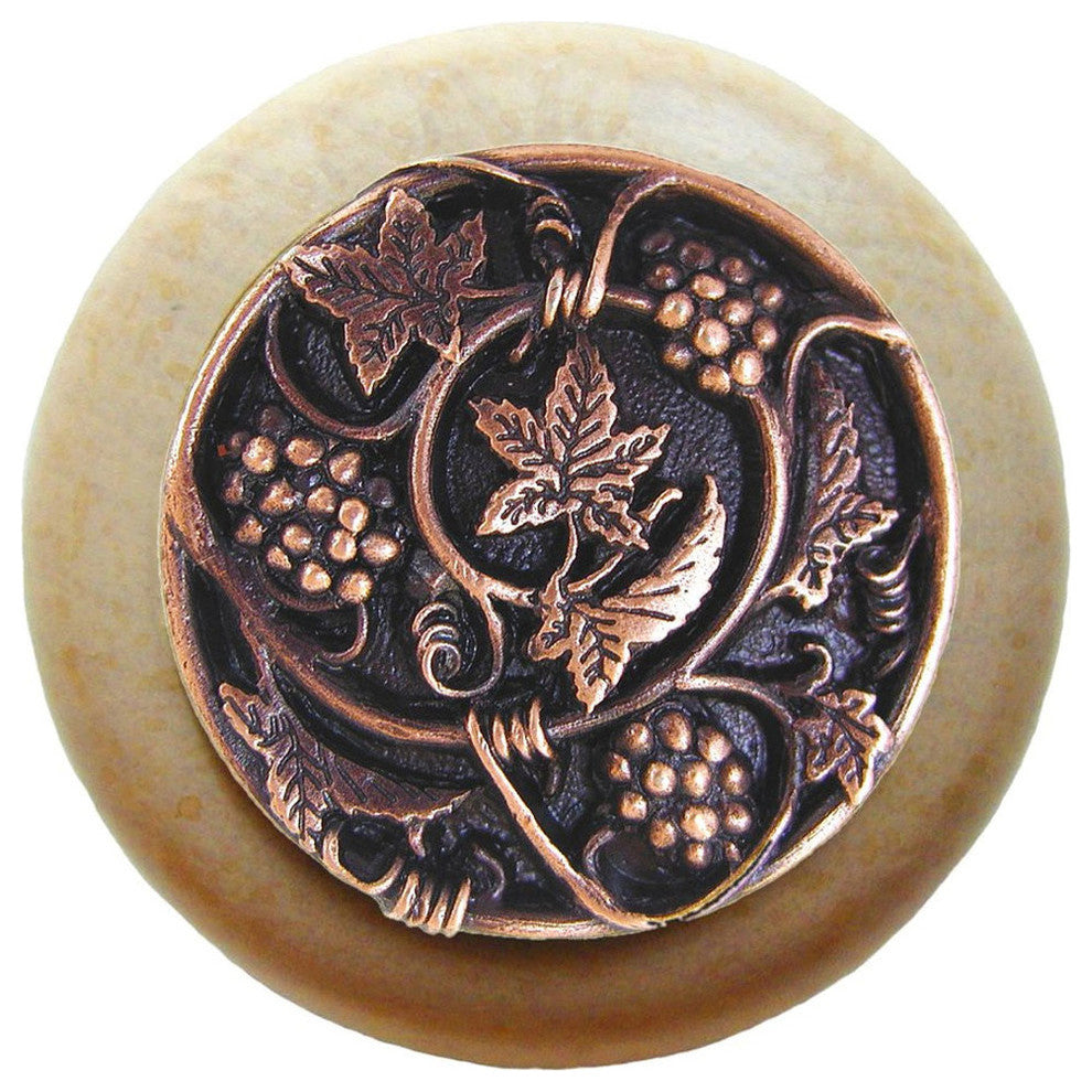 Grapevine Natural Wood Knob, Unfinished With Antique-Style Copper