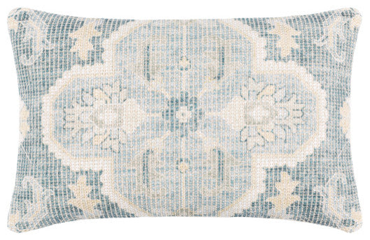 Surya Samsun Pillow Cover 14"H X 22"W Cream & Teal