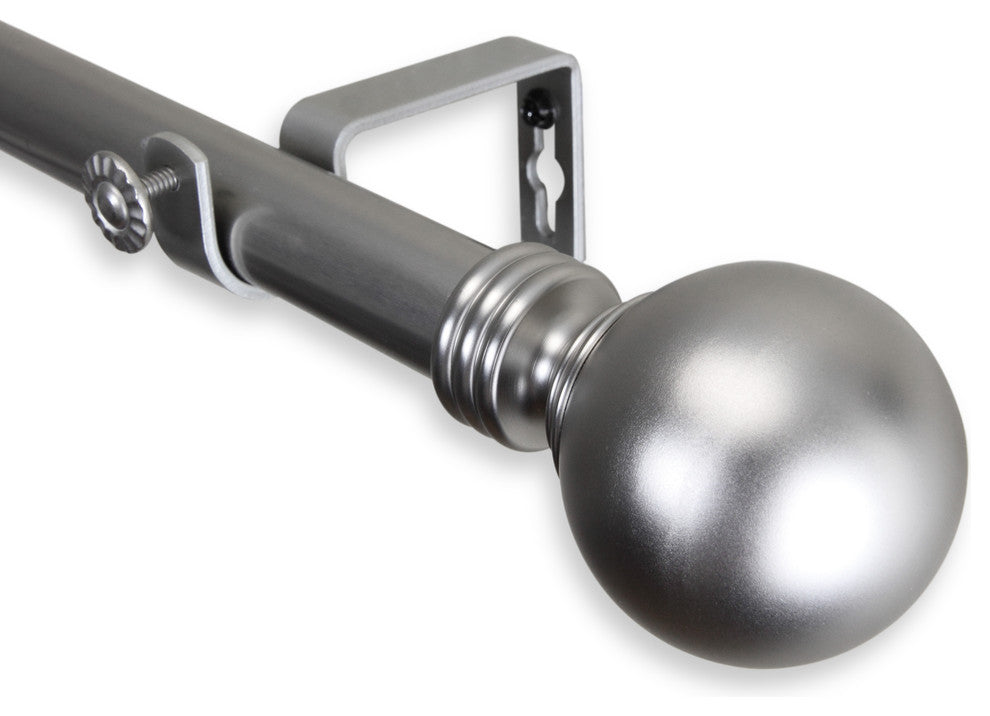 Globe Curtain Rod, Satin Nickel, 66"-120"
