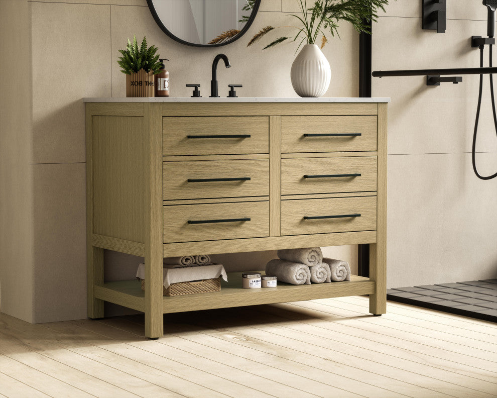 Home Living 42" Single Bathroom Vanity, Honey Brown