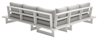 Maldives Outdoor Patio Sectional, Grey, White Frame