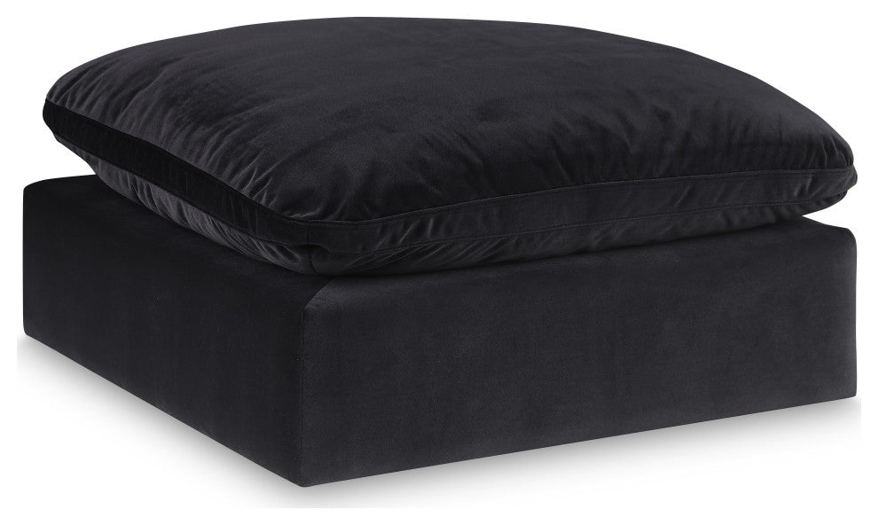 Comfy Beige Linen Textured Fabric Modular Chair, Black, Velvet, Ottoman