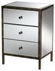 Matthew Hollywood Regency Glamour Mirrored 3-Drawer Nightstand Bedside Table