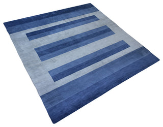 HAND KNOTTED LOOM WOOL ECO-FRIENDLY AREA RUGS-Rectangle,Blue,Contemporary, [Square] 8'x8'