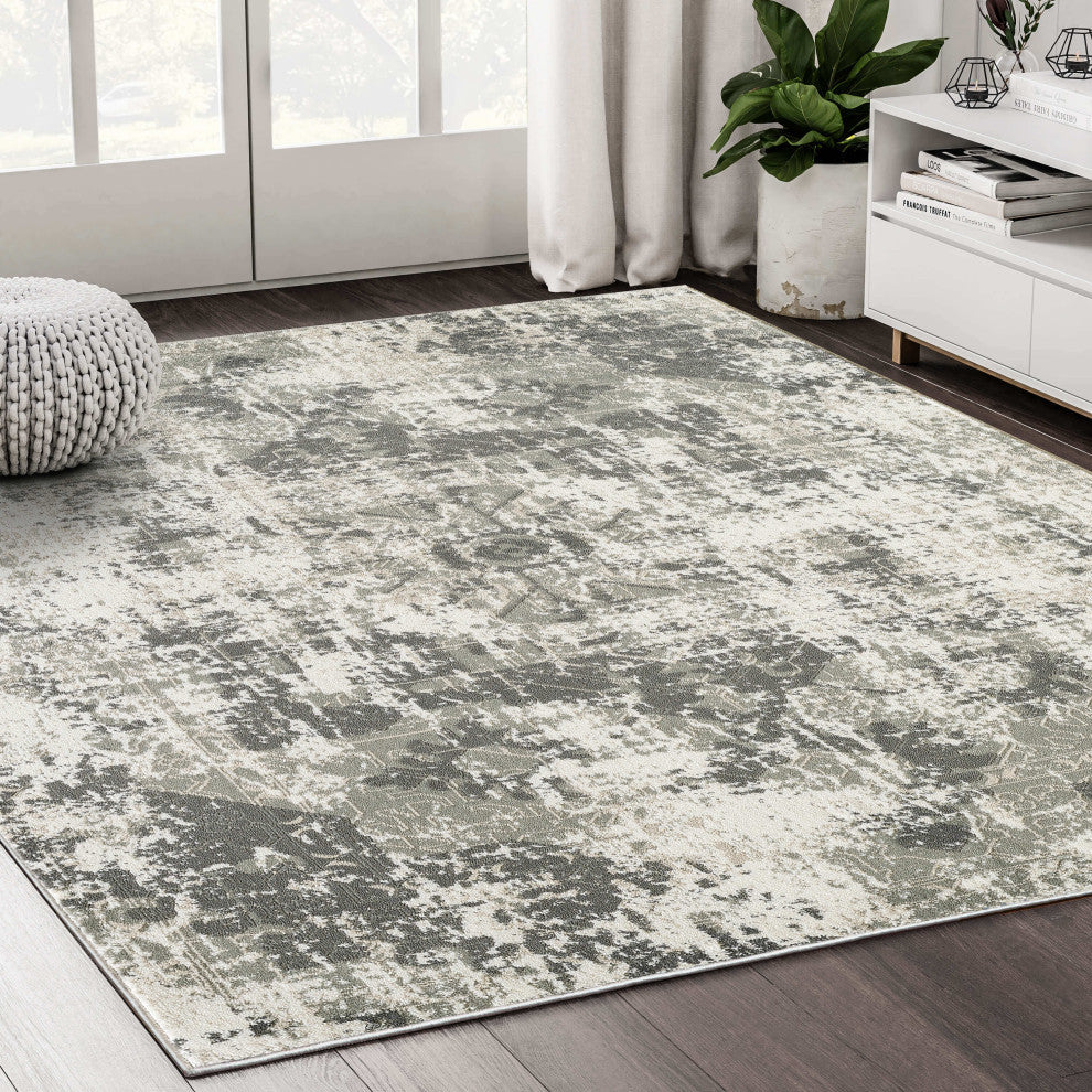 Abani Urbana URB100A Bohemian Grey Beige Distressed Area Rug