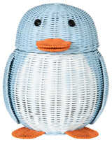 Wicker Penguin Basket, Blue/White