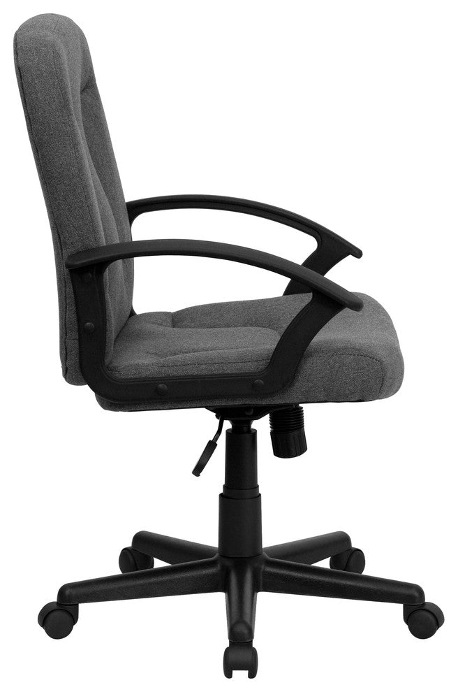 Mid-Back Gray Fabric Executive Swivel Chair With Nylon Arms