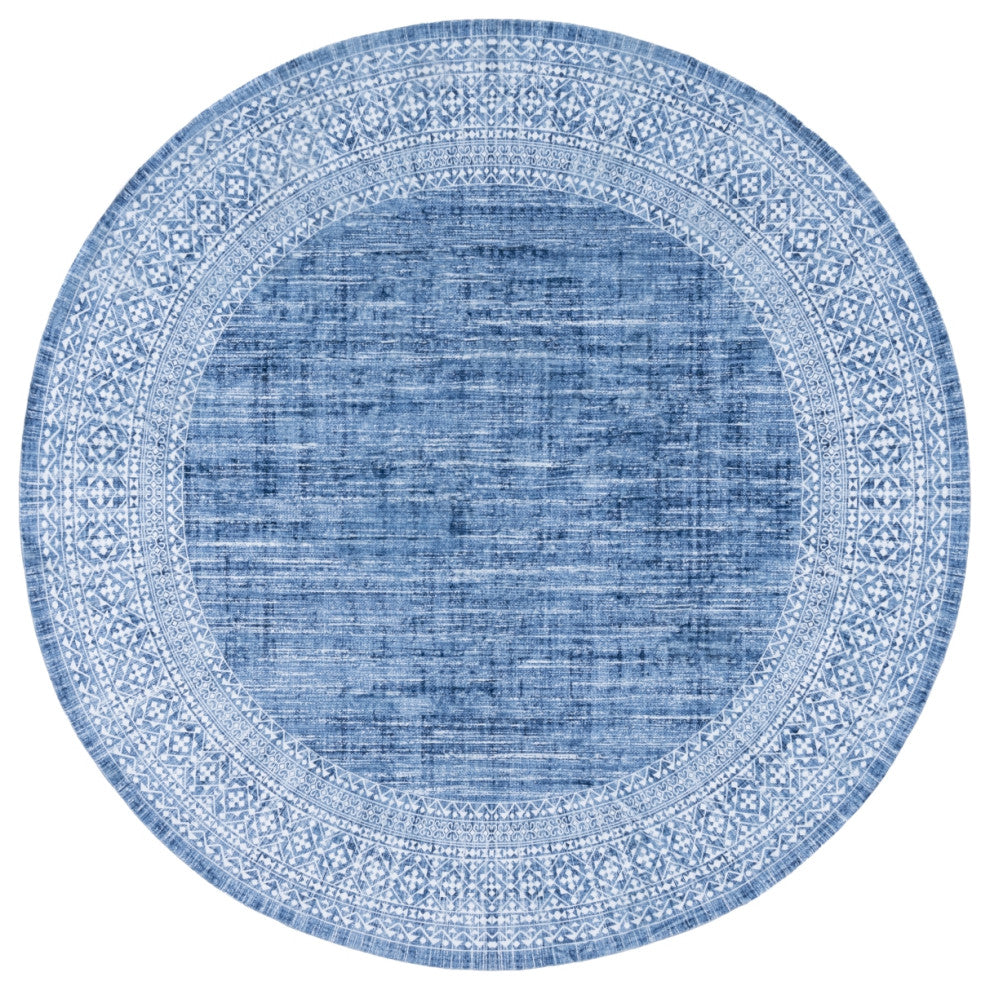 Safavieh Arizona Machine-Washable Collection ARZ303 Rug, Blue/Ivory, 6' Round