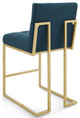 Side Dining Chair, Set of 2, Fabric, Metal, Gold Navy Blue, Modern, Cafe Bistro