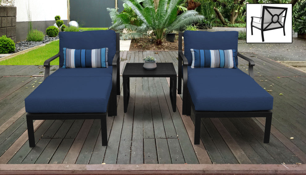kathy ireland Madison Ave. 5 Piece Aluminum Patio Furniture Set 05b, Midnight