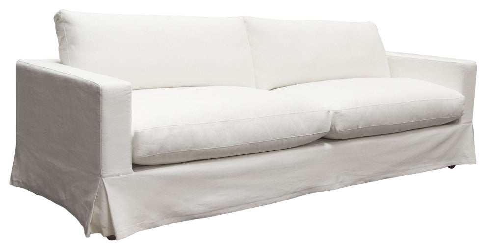 Savannah Slip-Cover Sofa in White Natural Linen by Diamond Sofa
