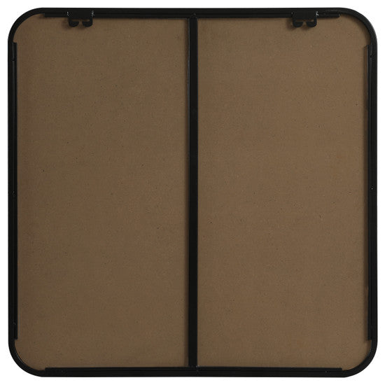 Elegant Decor Soft Corner Metal Square Mirror 24X24" in Black