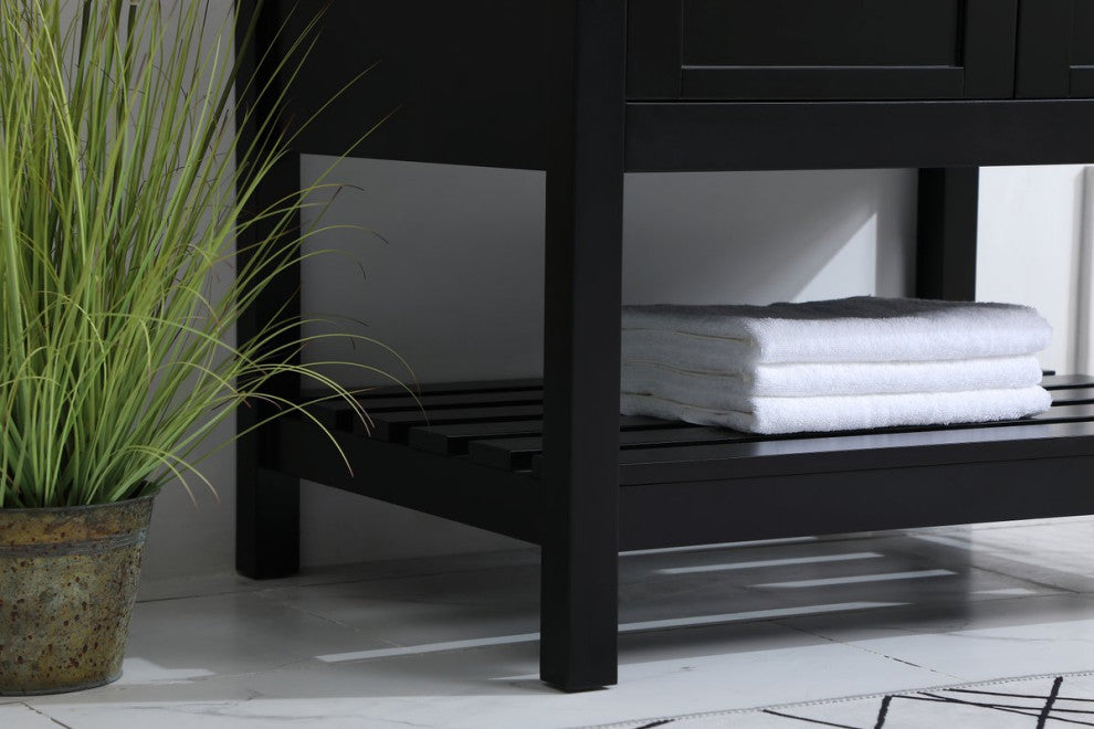 Tobias 30" Single Bathroom Vanity, Black With Backsplash