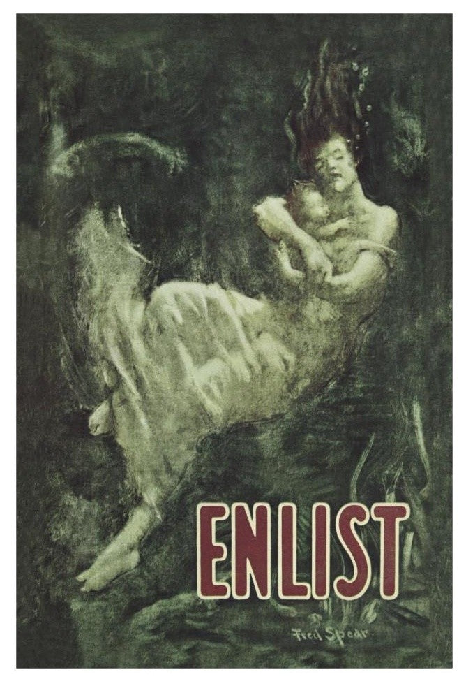 "WWI: Enlist (Sinking Lusitania Victim)" Paper Print by Fred Spear, 22"x32"