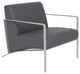 Risa Leather Lounge Chair, Gray Leather