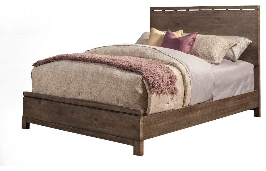 Benzara BM171882 Solid Pattern Wooden Full Size Panel Bed,  Brown