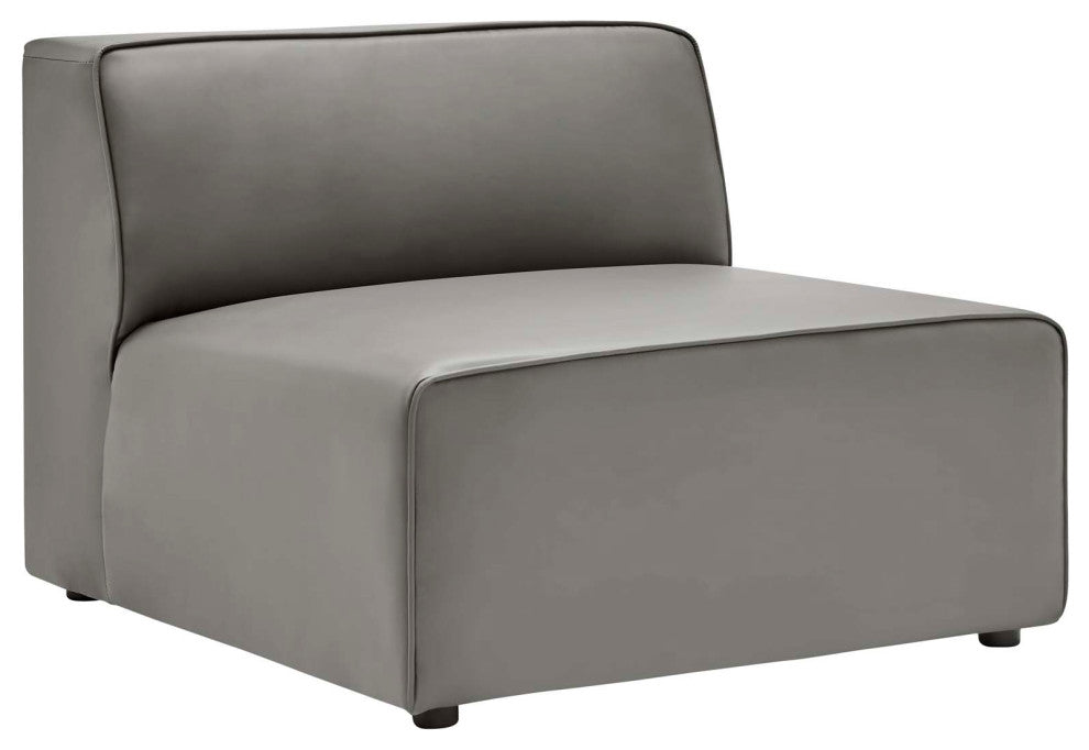 Mingle Vegan Leather 3-Piece Sectional Sofa, Gray