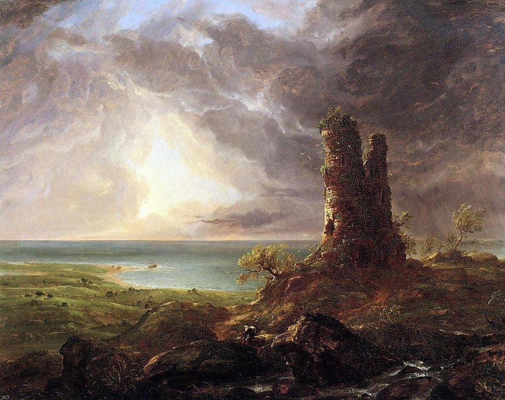 Thomas Cole Romantic Landscape With Ruined Tower Wall Decal