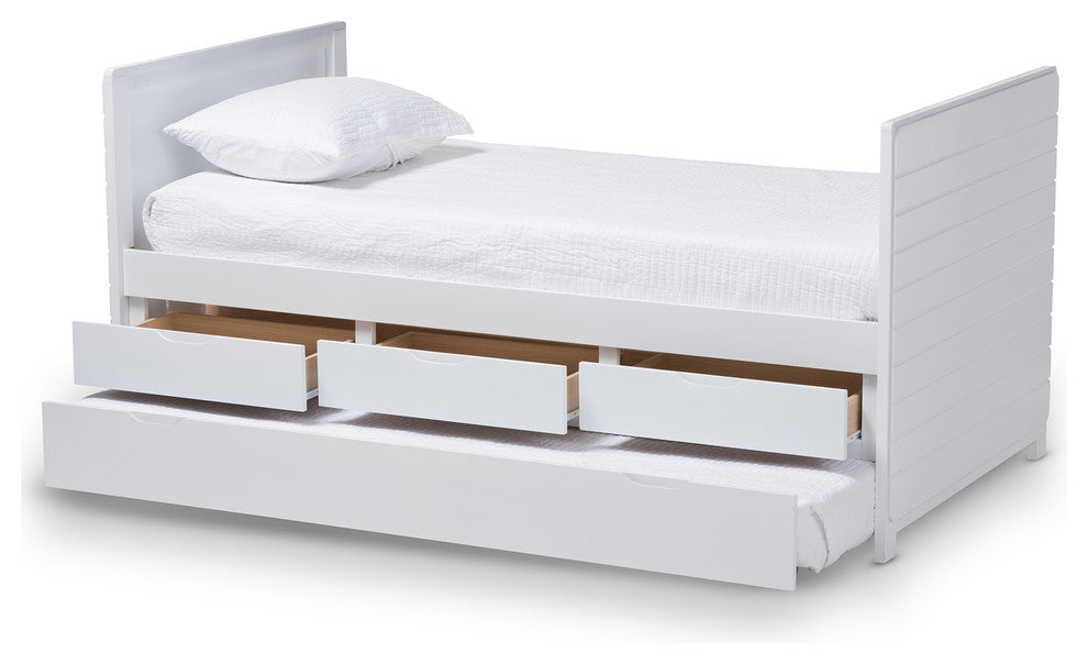 Linna Walnut Twin Daybed With Trundle, White