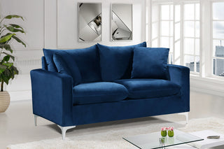 Naomi Velvet Upholstered Loveseat, Navy
